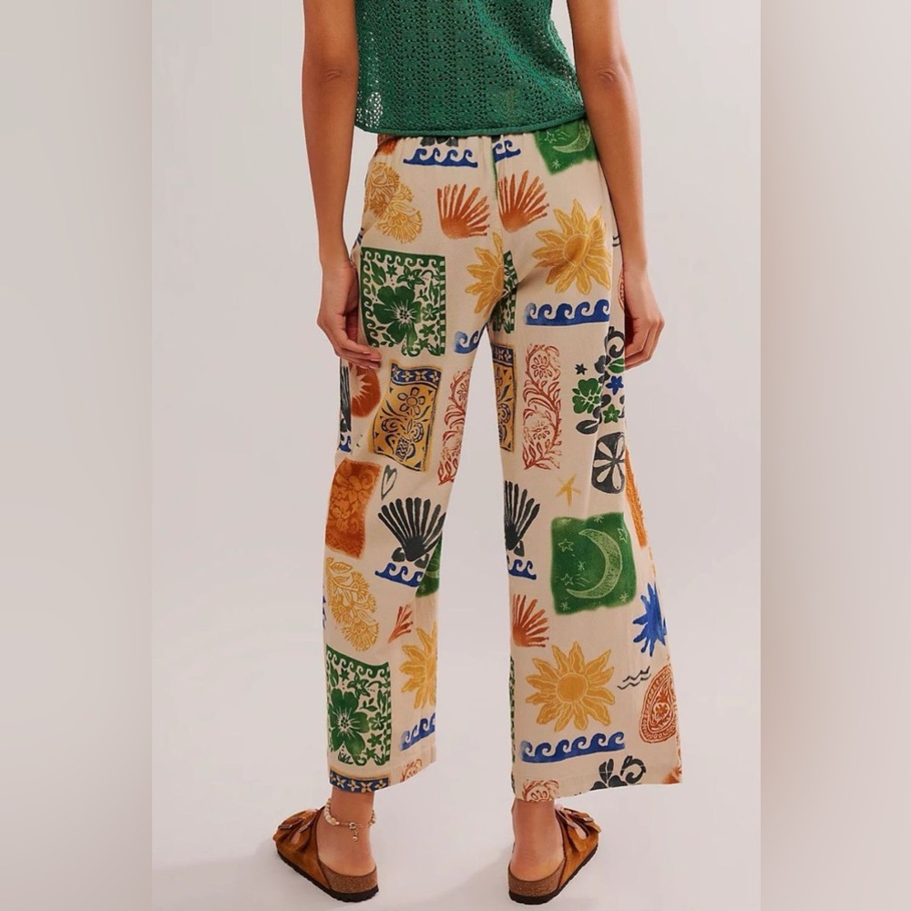Wide Leg Printed Patchwork Pants - Multi - image 4